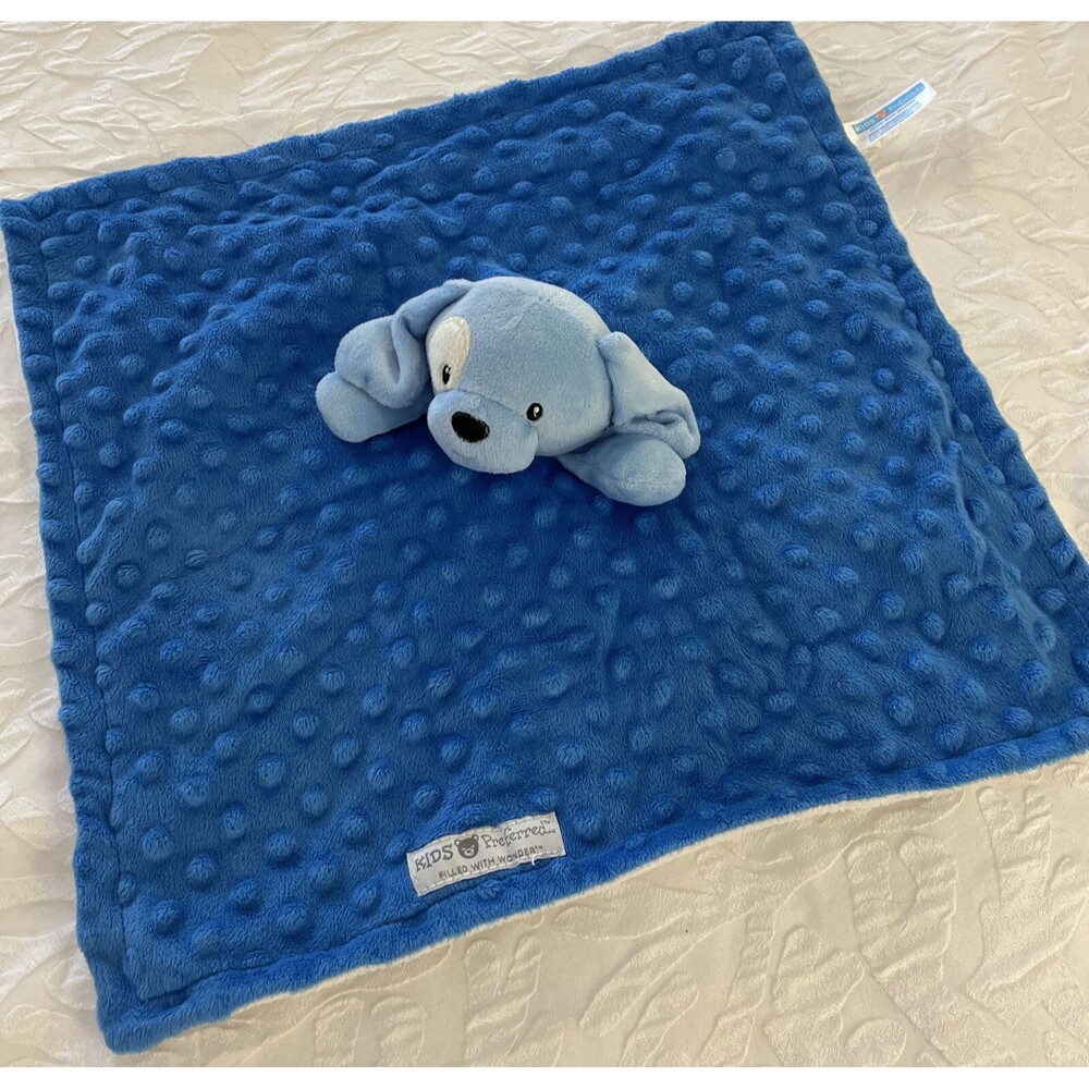 Kids Preferred Puppy Dog Baby Blanket Blue Textured Plush Security Lovey Minky - Picture 3 of 9